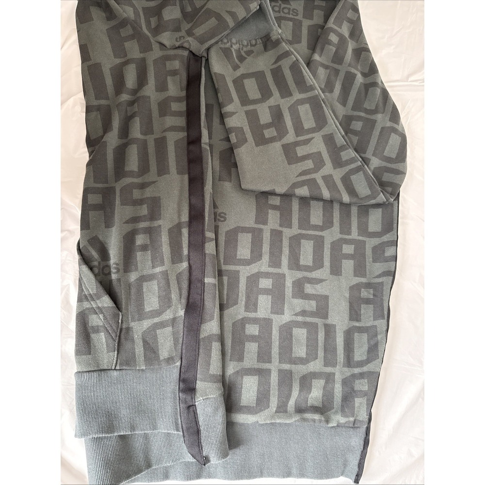 Adidas Hoodie Mens Medium Pull Over All Over Logo Spellout Sweatshirt Sweater - Picture 10 of 10